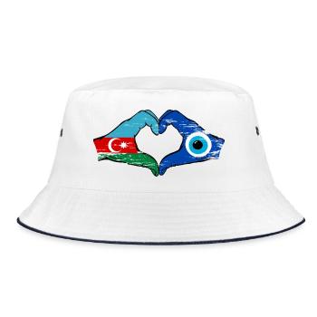 Drapeau du nazar Azerbaïdjanais en forme de cœur utilisé - Bob - blanc/marine - Devant