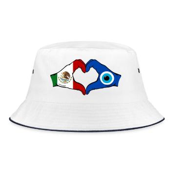 Mexico Nazar Flag Hands Heart Shape - Bucket Hat - white/navy - Front