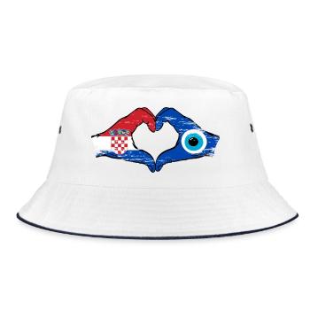 Kroatien Nazar Flagge Hände Herzform used - Bucket Hat - Weiß/Navy - Vorne