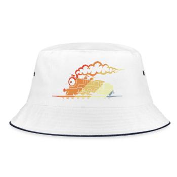 Eisenbahn Retro Look - Bucket Hat - Weiß/Navy - Vorne