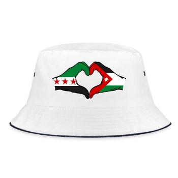 Syrien Jordanien Flagge Hände Herzform - Bucket Hat - Weiß/Navy - Vorne