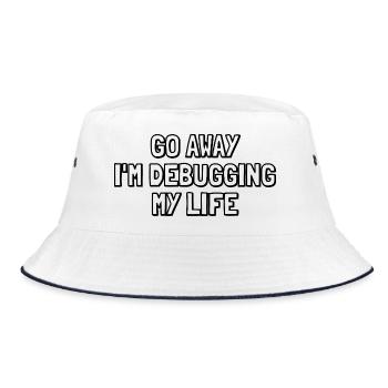 Geh weg, ich debugge mein Leben – Sarkastisches Zitat - Bucket Hat - Weiß/Navy - Vorne