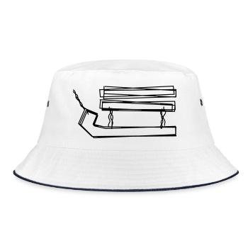 Schlitten handgezeichnet - Bucket Hat - Weiß/Navy - Vorne