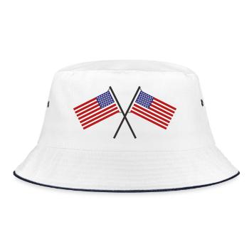 Flagge der Vereinigten Staaten - Bucket Hat - Weiß/Navy - Vorne