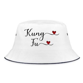Kung Fu Herz - Bucket Hat - Weiß/Navy - Vorne