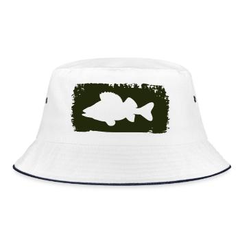 Barsch im Farbstrich - grün - Bucket Hat - Weiß/Navy - Vorne