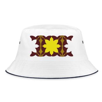 Kaleidoskop Gelb-Maron Muster - Bucket Hat - Weiß/Navy - Vorne