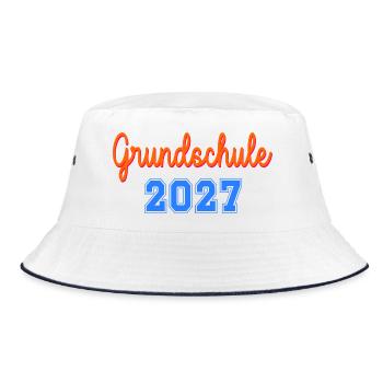 Einschulung Grundschule 2027 - Bucket Hat - Weiß/Navy - Vorne