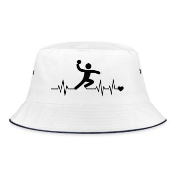 Handballspieler Herzschlag – Wurf mit Herz - Bucket Hat - Weiß/Navy - Vorne