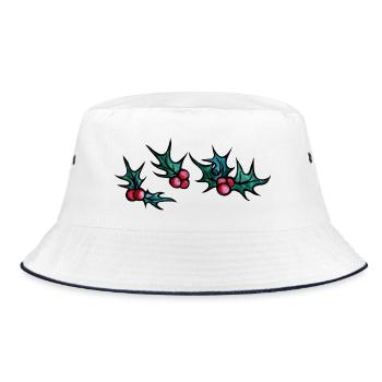 Stechpalmen-Nachtfallmuster - Bucket Hat - Weiß/Navy - Vorne