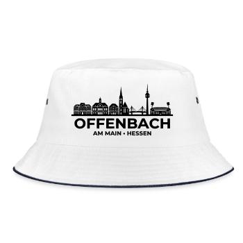 Offenbach Skyline Blocksilhouette Hessen - Bucket Hat - Weiß/Navy - Vorne