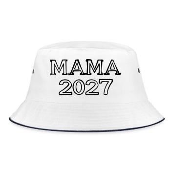 Mama 2027 Schriftzug handgezeichnet - Bucket Hat - Weiß/Navy - Vorne