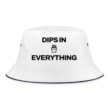 Pommes Snack Kartoffel Lustig Imbiss Pommes Frites - Bucket Hat - Weiß/Navy - Vorne
