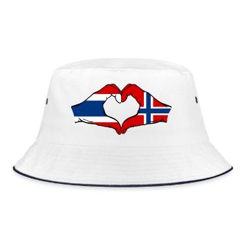 Thailand Schweden Flagge Hände Herzform - Bucket Hat - Weiß/Navy - Vorne