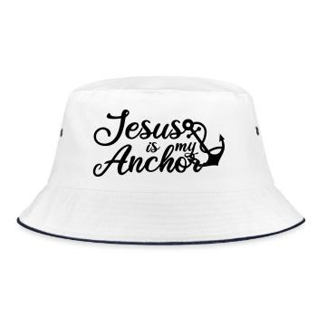 Jesus is my Anchor - Bucket Hat - Weiß/Navy - Vorne