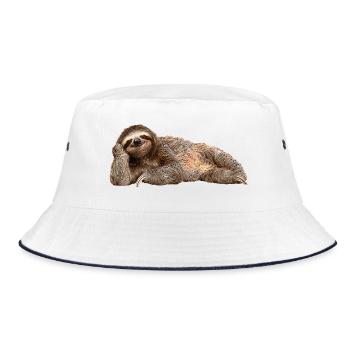 Faultier - Bucket Hat - Weiß/Navy - Vorne