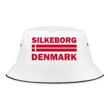 Motiv der Silkeborg-Flagge in Dänemark - Bucket Hat - Weiß/Navy - Vorne
