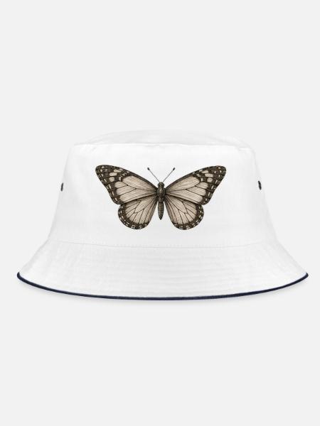 GEEKLEY – Bestiarium – Schmetterling - Bucket Hat - Weiß/Navy