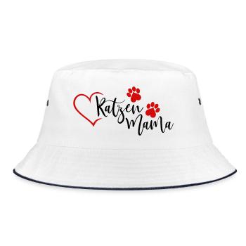Katzen Mama - Bucket Hat - Weiß/Navy - Vorne