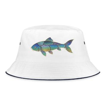 Motif dégradé Poisson Koi irisé - Bob - blanc/marine - Devant