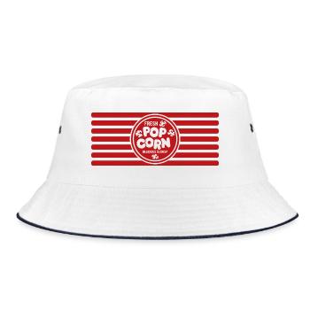 Frisches Popcorn - knusprig & lecker - Geschenk - Bucket Hat - Weiß/Navy - Vorne
