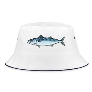 Mackerel Fish Fishing - Bucket Hat - white/navy - Front