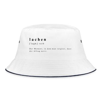 Laughter - verb - definition - phonetic transcription - Bucket Hat - white/navy - Front