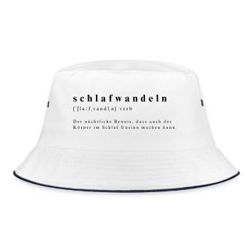 Sleepwalking - verb - nocturnal nonsense - Bucket Hat - white/navy - Front