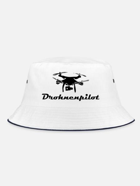 Drohnen Pilot - Bucket Hat - Weiß/Navy - Vorne