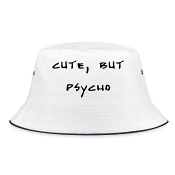 cute, but psycho - Bucket Hat - Weiß/Navy - Vorne