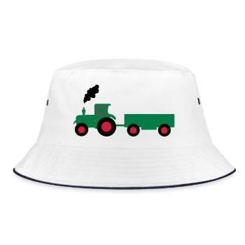 tractor anhaenger - Bucket Hat - white/navy - Front