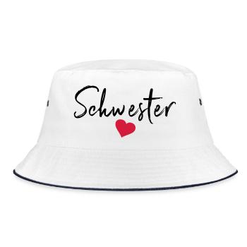 Beste Schwester Herz Schwestern Schwesterherz sis - Bucket Hat - Weiß/Navy - Vorne
