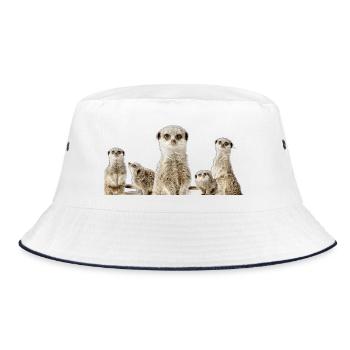 Meerkat Family - Bucket Hat - white/navy - Front