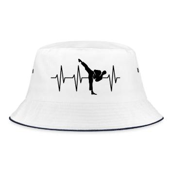 fighting fighter Karate Kampfsport Herzschlag Puls - Bucket Hat - Weiß/Navy - Vorne