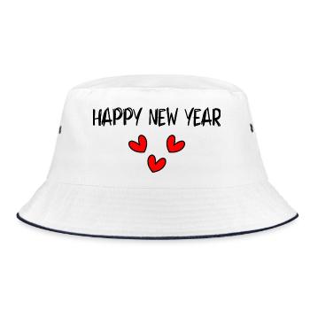 HAPPY NEW YEAR. SAINT SYLVESTER. NEW YEAR - Bucket Hat - white/navy - Front