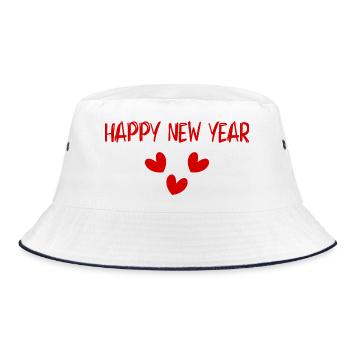 HAPPY NEW YEAR. SAINT SYLVESTER. NEW YEAR. - Bucket Hat - white/navy - Front