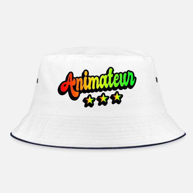 Animateur Regenbogen Design - Bucket Hat - Weiß/Navy