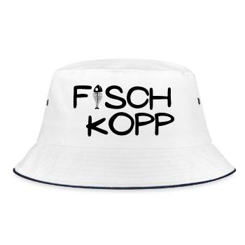 Fischkopp Motiv Angler - Bucket Hat - Weiß/Navy - Vorne