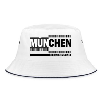 München Koordinaten Typo - Bucket Hat - Weiß/Navy - Vorne