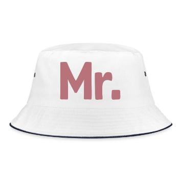 Mr. Matching Paar Verlobung Hochzeit Flitterwochen - Bucket Hat - Weiß/Navy - Vorne