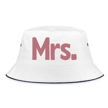Mrs. Matching Couple Engagement Wedding Honeymoon - Bucket Hat - white/navy - Front