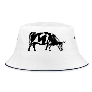 Cow / Cattle / Cattle / Cow - Bucket Hat - white/navy - Front