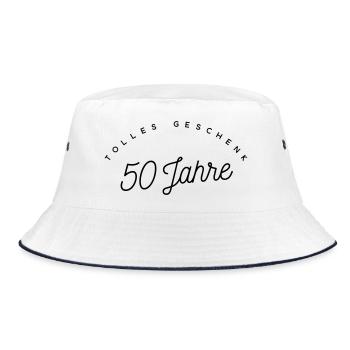 Tolles Geschenk 50 Jahre  - Bucket Hat - Weiß/Navy - Vorne