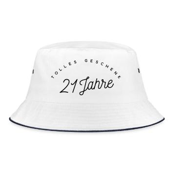 Tolles Geschenk 21 Jahre  - Bucket Hat - Weiß/Navy - Vorne