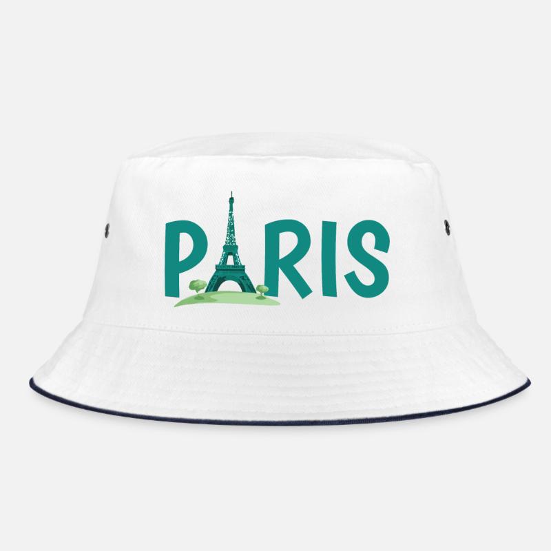 Skyline von Paris mit Eiffelturm Illustration - Bucket Hat - Weiß/Navy