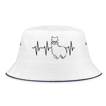 pulse heartbeat ekg alpaca alpacas animals comic cute - Bucket Hat - white/navy - Front