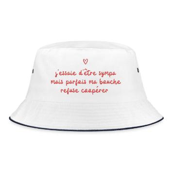 nice but sometimes my mouth refuses to cooperate - Bucket Hat - white/navy - Front