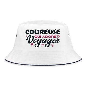 Globetrotter runner with a passion for travel - Bucket Hat - white/navy - Front