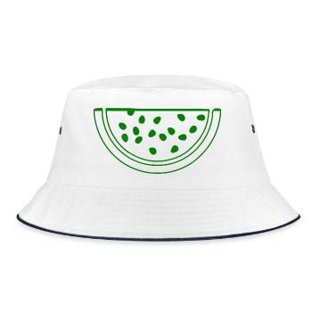 Wassermelone - Bucket Hat - Weiß/Navy - Vorne