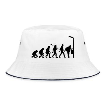 Evolution - Flaschen sammeln - Armut - Bucket Hat - Weiß/Navy - Vorne